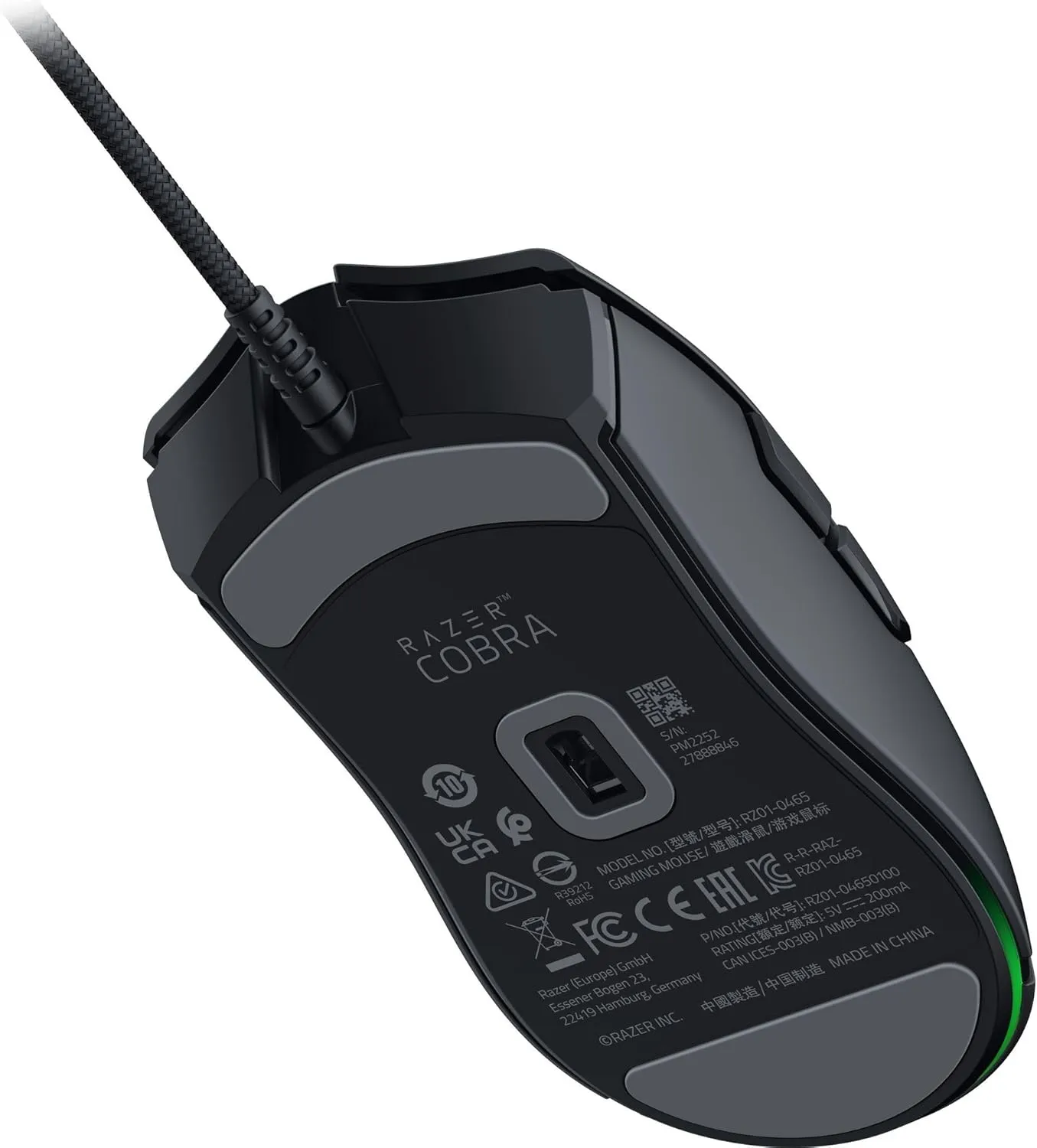 Razer Cobra Gaming Mouse: 58g, Gen-3 Optical Switches, Chroma RGB Lighting, 8500 DPI Sensor, PTFE Feet, Speedflex Cable - Black