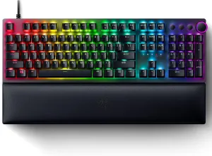 Razer Huntsman V2 Optical Gaming Keyboard: Fast Clicky Optical Switches w/Quick Keystrokes & 8000Hz Polling Rate - Doubleshot PBT Keycaps - Dedicated Media Keys & Dial - Ergonomic Wrist Rest