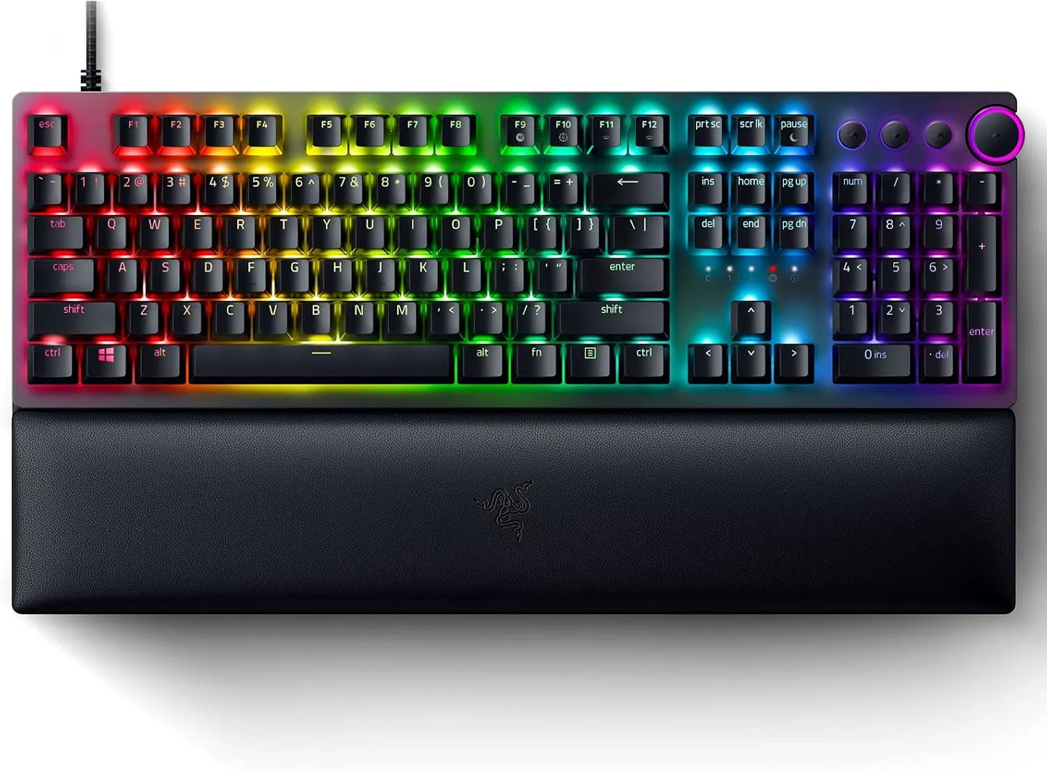 Razer Huntsman V2 Optical Gaming Keyboard: Fast Clicky Optical Switches w/Quick Keystrokes & 8000Hz Polling Rate - Doubleshot PBT Keycaps - Dedicated Media Keys & Dial - Ergonomic Wrist Rest