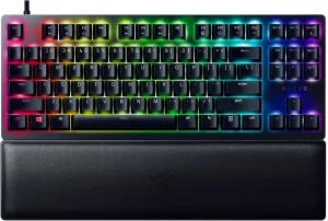 Razer Huntsman V2 TKL Tenkeyless USB-C Gaming Keyboard: Fastest Linear Optical Switches Gen2 w/ Sound Dampeners & 8000Hz Polling Rate - Detachable TypeC Cable - Doubleshot PBT Keycaps (Renewed)