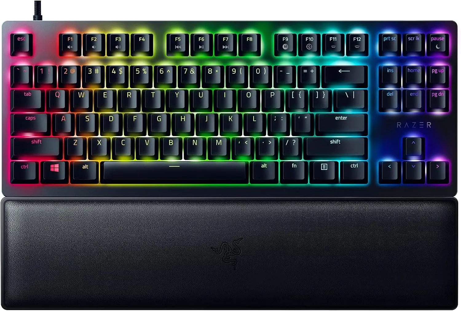 Razer Huntsman V2 TKL Tenkeyless USB-C Gaming Keyboard: Fastest Linear Optical Switches Gen2 w/ Sound Dampeners & 8000Hz Polling Rate - Detachable TypeC Cable - Doubleshot PBT Keycaps (Renewed)