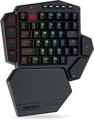 Redragon K585 PRO Wireless One-Handed Mechanical Keyboard, 42 Keys 3-Mode RGB 40% Gaming Keypad w/ 7 Onboard Macro Keys, Detachable Wrist Support, Rechargeable Battery (Red Switch)