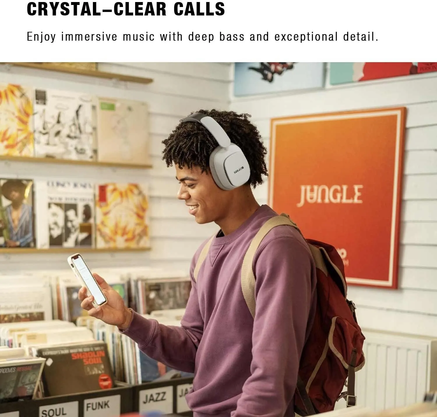 Remix 130H Playtime Wireless Over-Ear Headphones, ANC/ENC Active Noise Cancelling, Foldable Rotatable Lightweight Bluetooth Headphones with Microphone Type-C for Call Travel Sports (White)