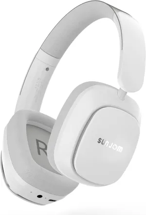 Remix 130H Playtime Wireless Over-Ear Headphones, ANC/ENC Active Noise Cancelling, Foldable Rotatable Lightweight Bluetooth Headphones with Microphone Type-C for Call Travel Sports (White)