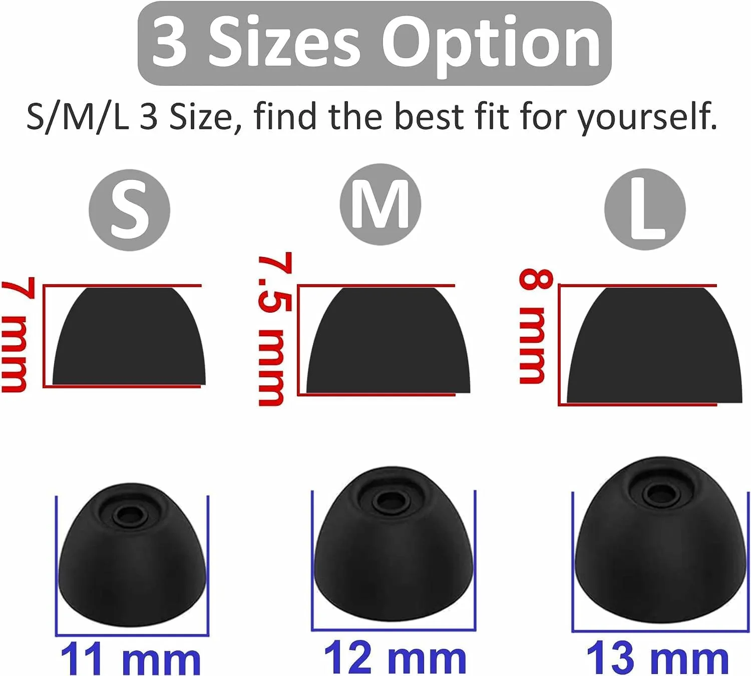 Replacement Ear Tips Eartips Ear Plug Ear Gels Compatible with Samsung Galaxy Buds FE Earbuds,JNSA Silicone Ear Tip Replacement for Galaxy Buds FE,S/M/L 6 Pairs,Graphite Black 532