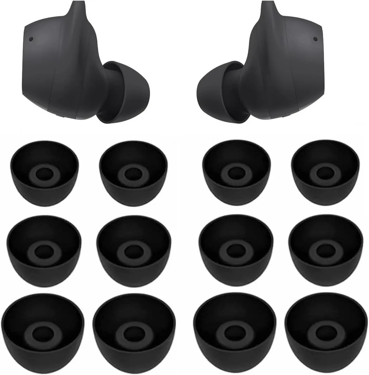 Replacement Ear Tips Eartips Ear Plug Ear Gels Compatible with Samsung Galaxy Buds FE Earbuds,JNSA Silicone Ear Tip Replacement for Galaxy Buds FE,S/M/L 6 Pairs,Graphite Black 532