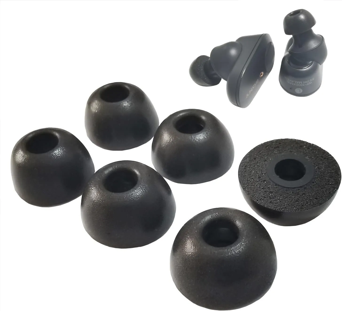 Replacement Ear Tips for Sony WF-1000XM4/WF-1000XM5 Memory Foam Tips Sony Earbuds WF WI XBA Series WF-1000XM3 WF-C700N WF-XB700 WF-SP800N Etc.Black 3 Pairs LMS