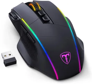 RisoPhy Wireless Gaming Mouse,Tri-Mode 2.4G/USB-C/Bluetoothy, Up to 10000DPI,Chroma RGB Backlit,Ergonomic with 8 Programmable Buttons,Rechargeable Computer Mouse for Laptop,PC,Mac