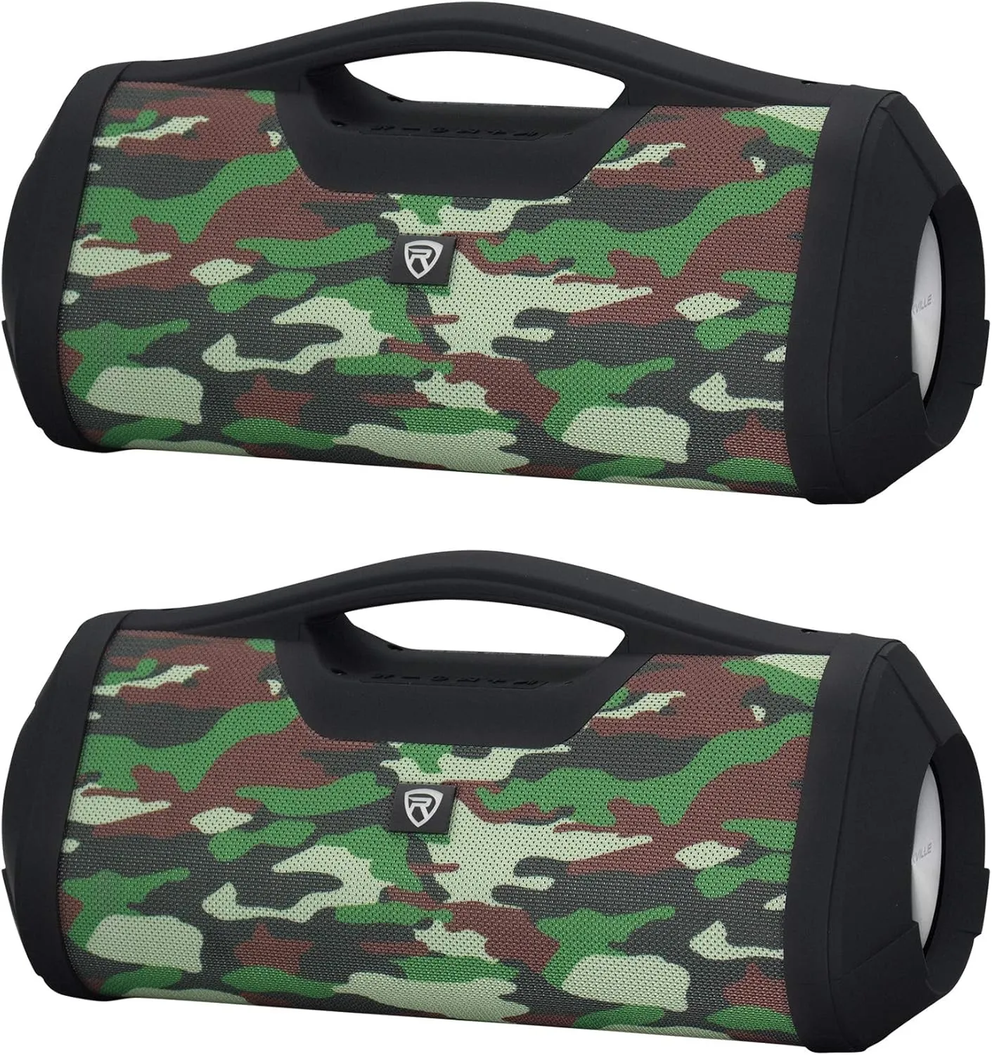 Rockville (2) RPB-XL Portable Bluetooth Wireless Linking Camo Speakers Powerbank