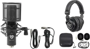 Rockville Bundle PRO-M50 Studio Headphones w/Detachable Coil Cable, Case Extra Ear Pad Bundle RCM PRO Studio/Recording Condenser Microphone (2 Items)