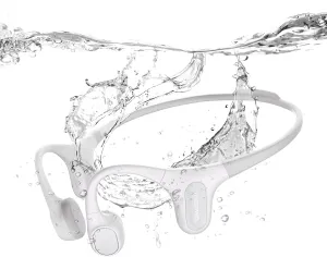 Run Plus Bone Conduction Headphones, IP68 Waterproof Wireless Bluetooth Headphones with 32G MP3, Secure Fit for Running, Swimming, Cycling, Workouts, Gray