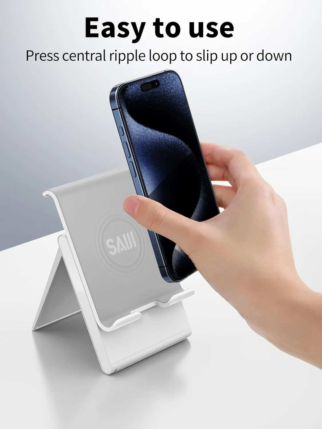 SAIJI Adjustable Tablet Stand Holder Portable Foldable Desktop Stand Dock Compatible for iPad, iPhone, Nintendo Switch, Samsung Galaxy and Kindle Fire Tablets  Gray