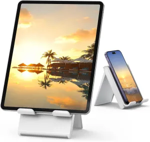SAIJI Adjustable Tablet Stand Holder Portable Foldable Desktop Stand Dock Compatible for iPad, iPhone, Nintendo Switch, Samsung Galaxy and Kindle Fire Tablets  Gray