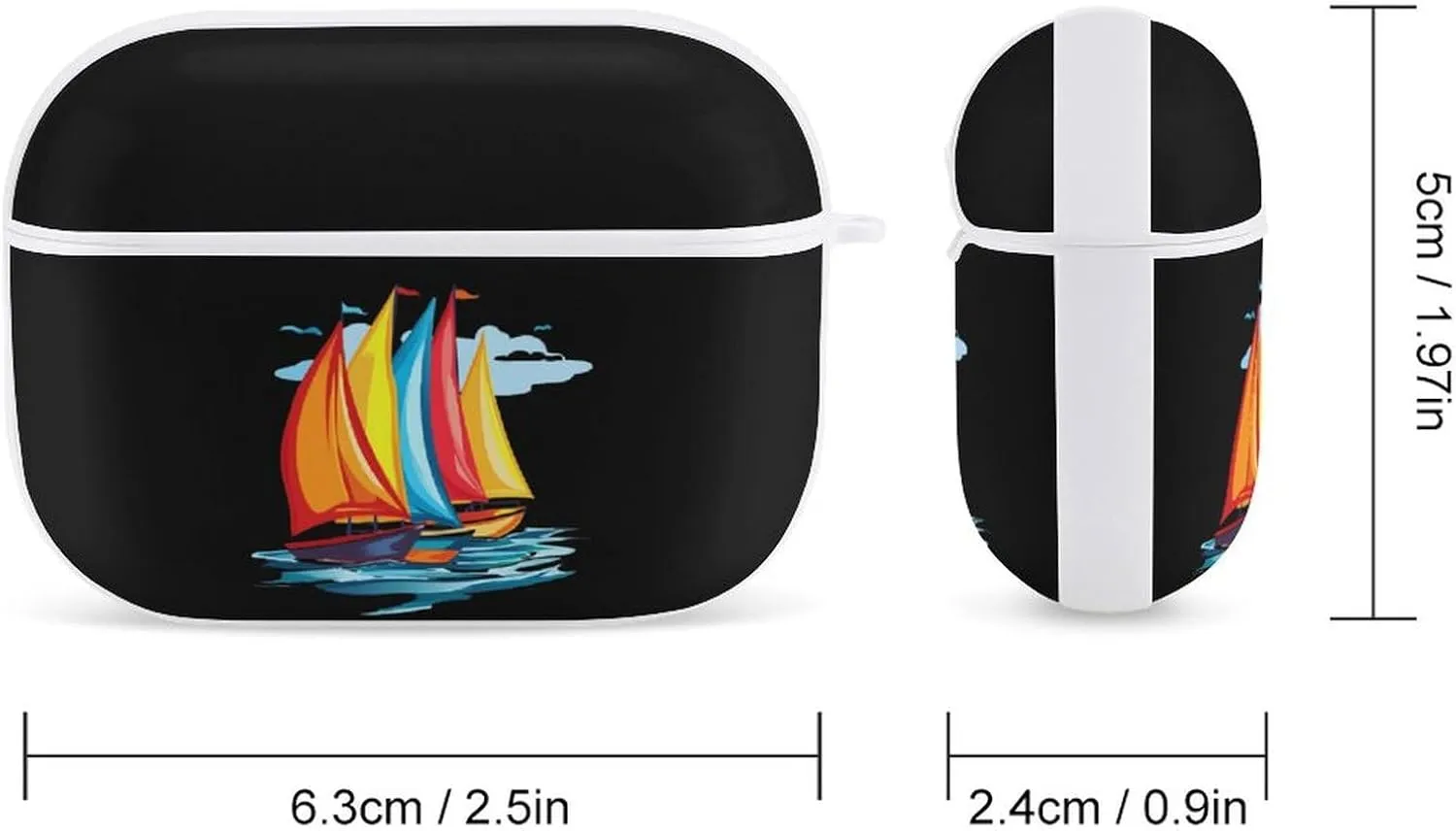 Sailboats Sailing Graphic Earbud Case Bluetooth Headphone Case Full Protective Case with Keychain Compatible with Airpods Pro White-Style