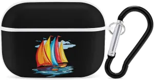 Sailboats Sailing Graphic Earbud Case Bluetooth Headphone Case Full Protective Case with Keychain Compatible with Airpods Pro White-Style