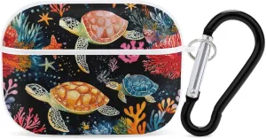 Sea Turtle Ocean Starfish Earbud Case Bluetooth Headphone Case Full Protective Case with Keychain Compatible with Airpods Pro White-Style