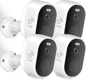 Security Cameras Wireless Outdoor, tuya 5g Security Camera, 2K HD Home Security System 4-Cam Kit with 130-Wide View, 3MP Color Night Vision, Spotlight,IP65 Waterproof, Support Alexa,Cloud/SD