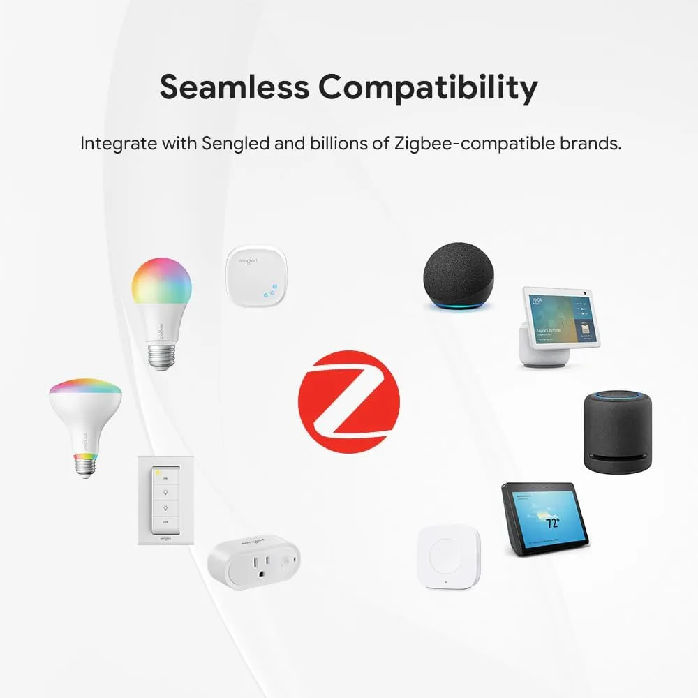 Sengled Alexa Light Bulb, Zigbee Bulb Smart Hub Required, Works with Alexa and SmartThings, Voice Control with Echo Show 10 with built-in Hub, Color Changing 60W Equivalent A19 Smart Light Bulbs, 4PK