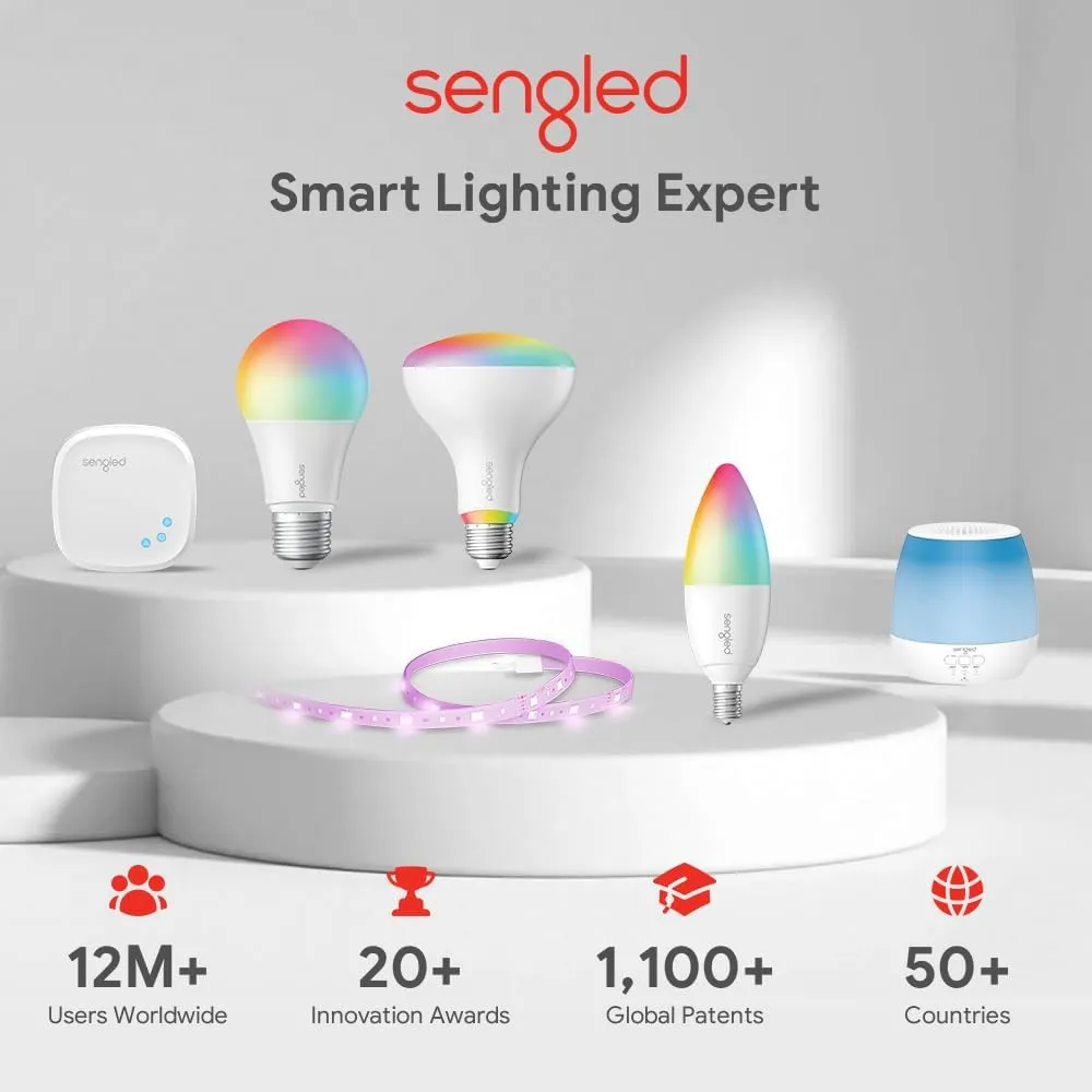 Sengled Alexa Light Bulb, Zigbee Bulb Smart Hub Required, Works with Alexa and SmartThings, Voice Control with Echo Show 10 with built-in Hub, Color Changing 60W Equivalent A19 Smart Light Bulbs, 4PK