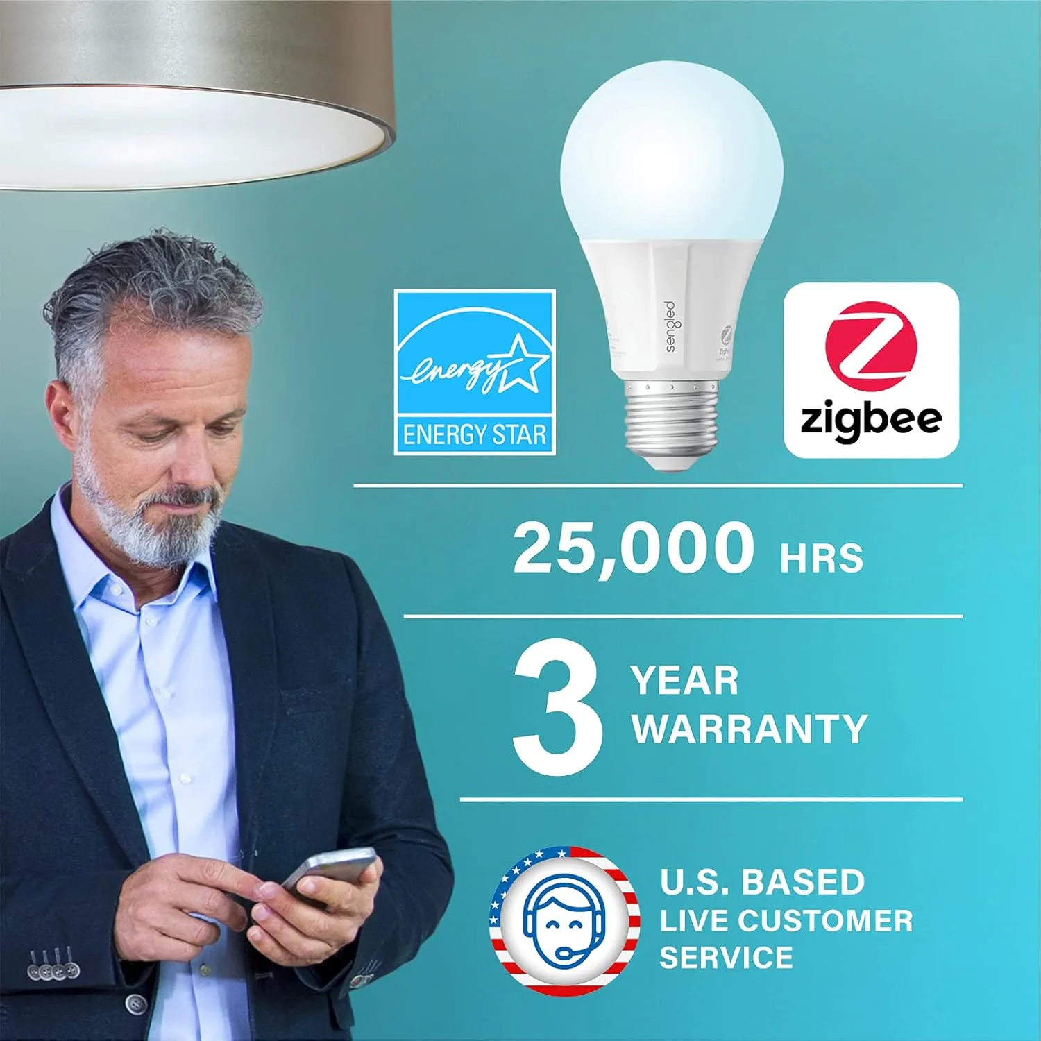 Sengled Zigbee Smart Light Bulbs, Smart Hub Required, Works with SmartThings and Echo with built-in Hub, Voice Control with Alexa and Google Home, Daylight 60W Equivalent A19 Alexa Light Bulb, 10 Pack
