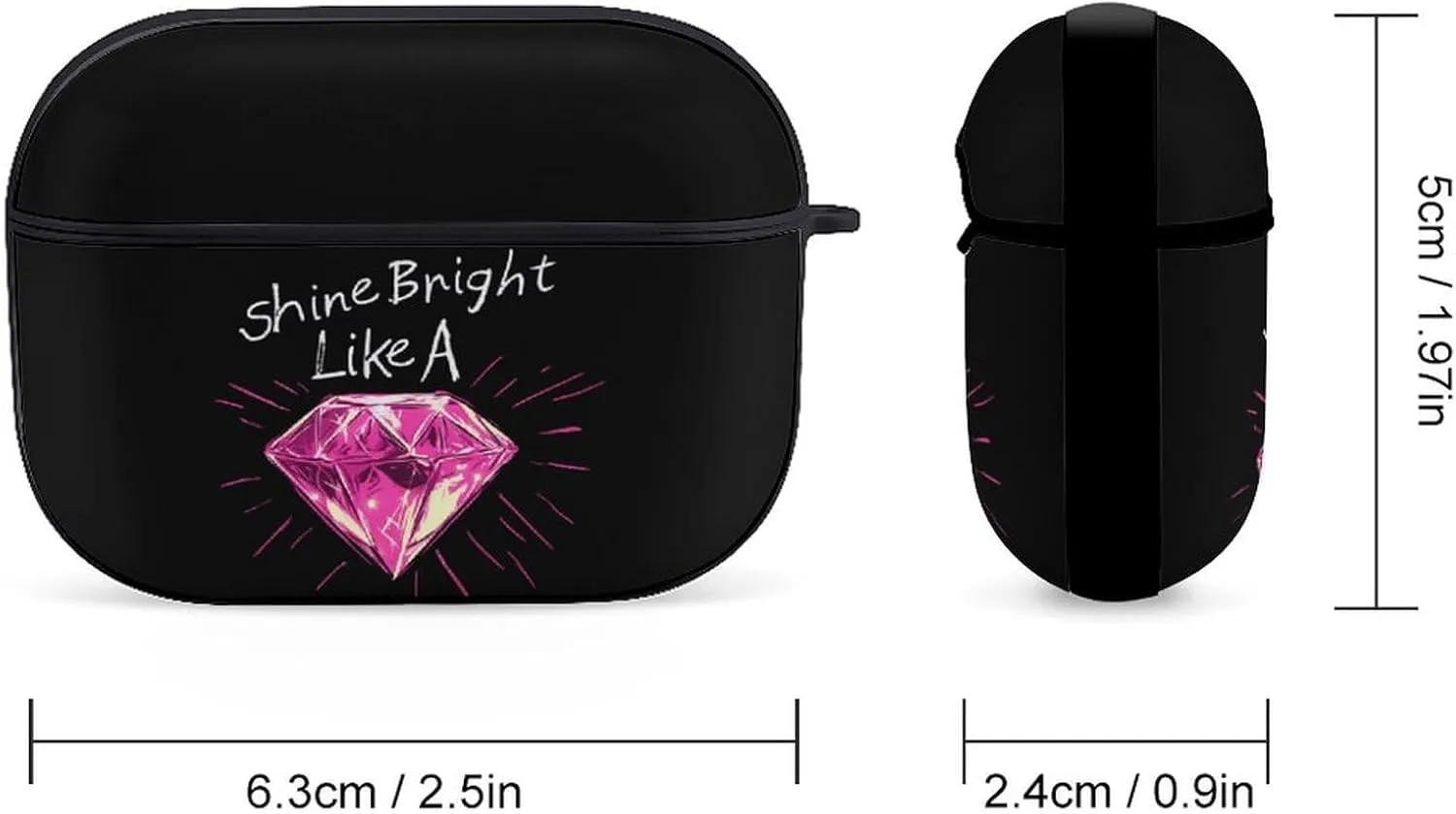 Shine Bright Like A Diamond Earbud Case Bluetooth Headphone Case Full Protective Case with Keychain Compatible with Airpods Pro Black-Style