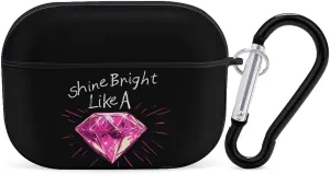 Shine Bright Like A Diamond Earbud Case Bluetooth Headphone Case Full Protective Case with Keychain Compatible with Airpods Pro Black-Style