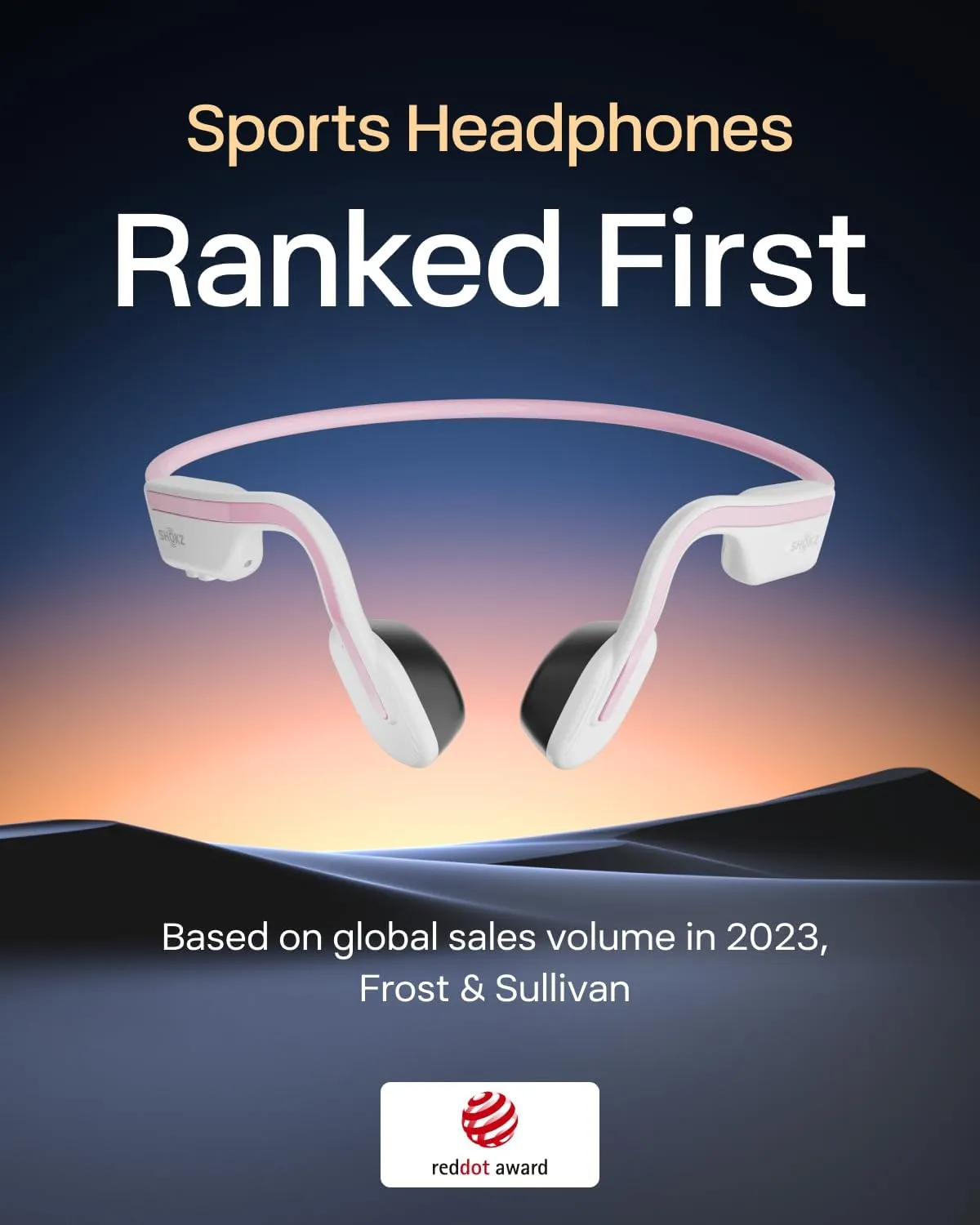 SHOKZ OpenMove - Open-Ear Bluetooth Sport Headphones, Bone Conduction Wireless Earphones, Sweatproof for Running and Workouts, with Sticker Pack (Pink)