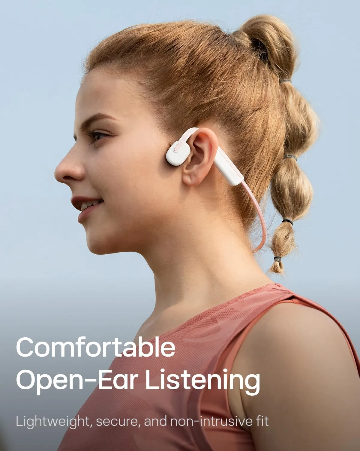 SHOKZ OpenMove - Open-Ear Bluetooth Sport Headphones, Bone Conduction Wireless Earphones, Sweatproof for Running and Workouts, with Sticker Pack (Pink)