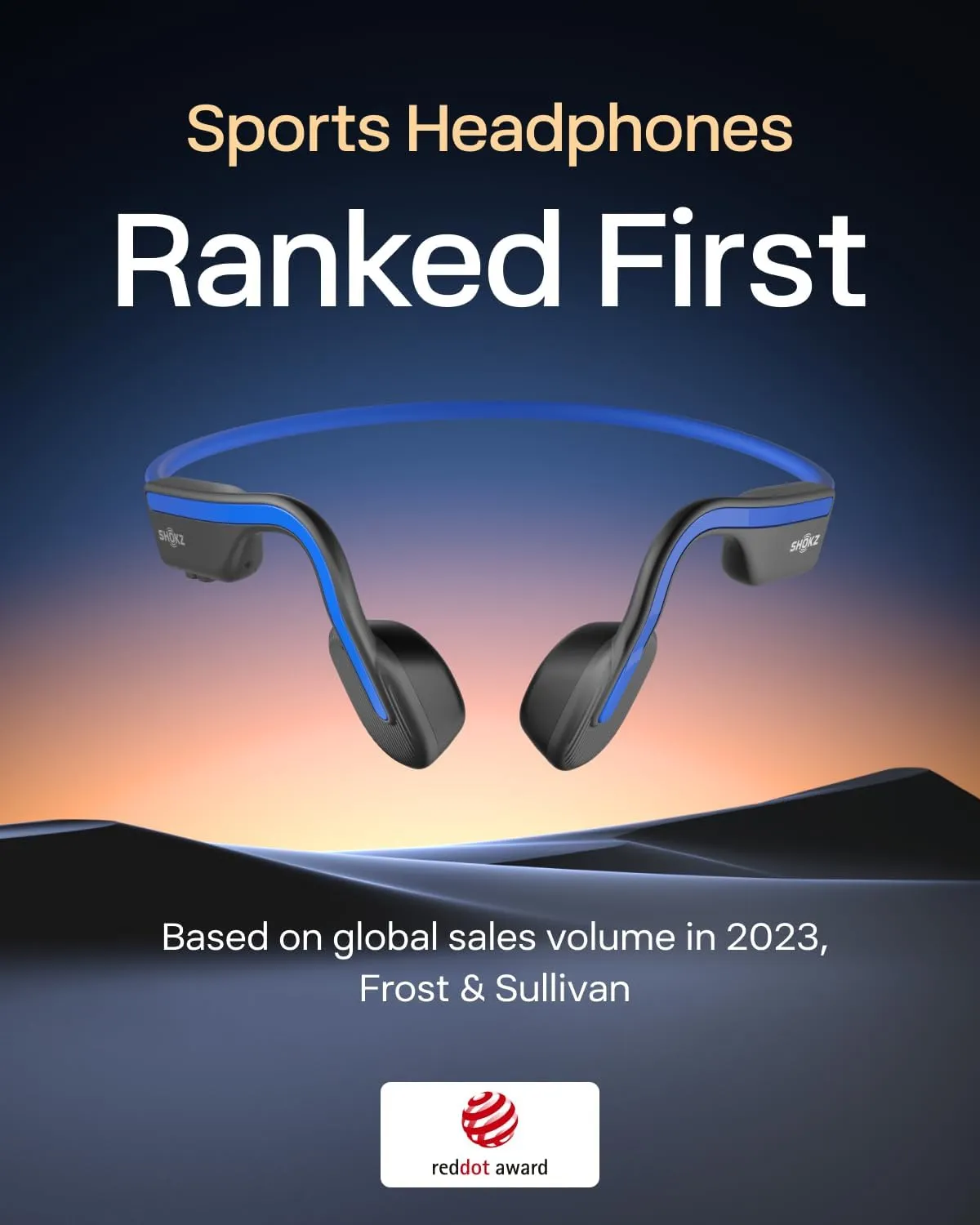 SHOKZ OpenMove - Open-Ear Bluetooth Sport Headphones, Bone Conduction Wireless Earphones, Sweatproof for Running and Workouts, with Sticker Pack(Blue)