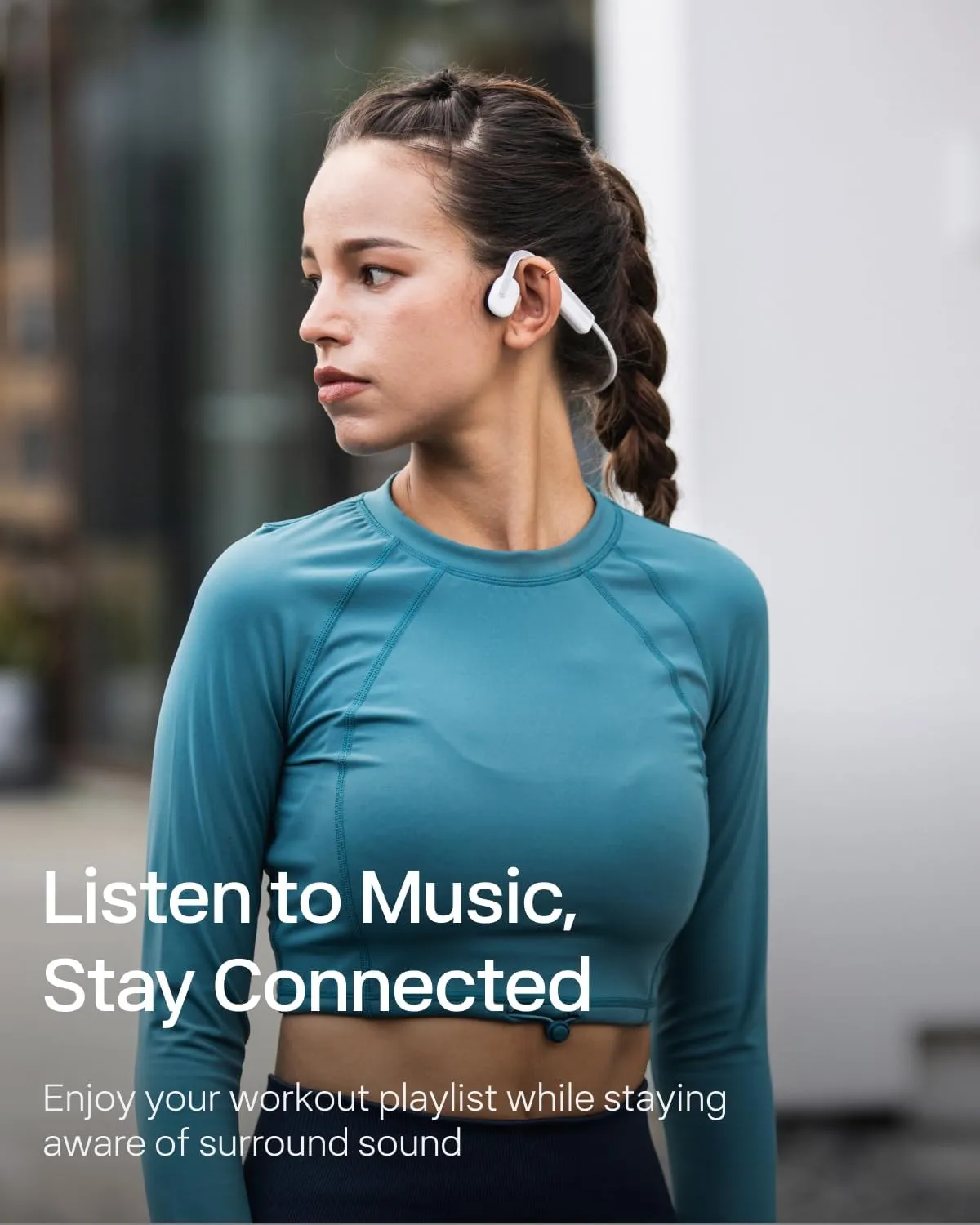 SHOKZ OpenMove - Open-Ear Bluetooth Sport Headphones, Bone Conduction Wireless Earphones, Sweatproof for Running and Workouts, with Sticker Pack(White)