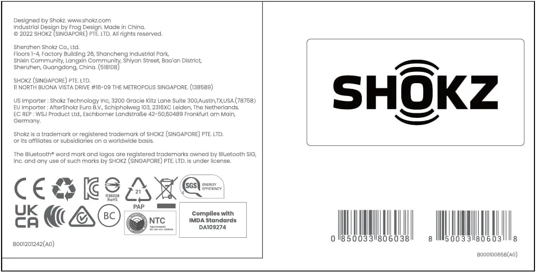 SHOKZ OpenRun (AfterShokz Aeropex) - Open-Ear Bluetooth Bone Conduction Sport Headphones - Sweat Resistant Wireless Earphones for Workouts and Running - Built-in Mic, with Headband