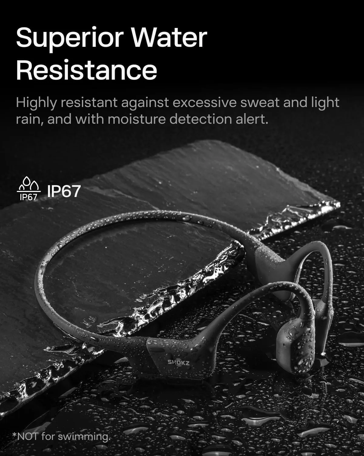 SHOKZ OpenRun Mini (AfterShokz Aeropex Mini) -Bone Conduction Open-Ear Bluetooth Sport Headphones - Waterproof Wireless Earphones for Workouts and Running - Built-in Mic, with Headband