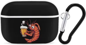 Shrimp Beer Earbud Case Bluetooth Headphone Case Full Protective Case with Keychain Compatible with Airpods Pro White-Style