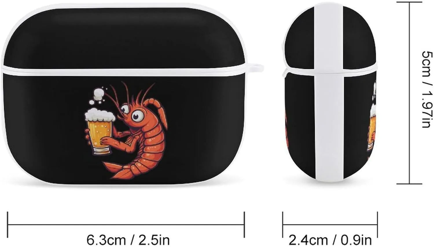 Shrimp Beer Earbud Case Bluetooth Headphone Case Full Protective Case with Keychain Compatible with Airpods Pro White-Style