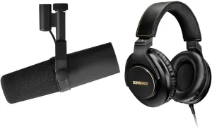 Shure SM7B Vocal Dynamic Microphone for Podcast & Recording with SRH840A Over-Ear Wired Headphones for Critical Listening & Monitoring