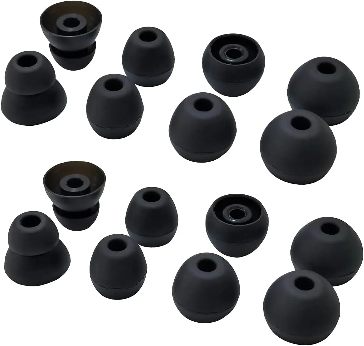 Silicone Earbuds Tips for Beats Flex, Beats X Replacement Eartips 8 Pairs L/M/S Double Flange Rubber urBeats3 Beats Flex Ear Tips Black