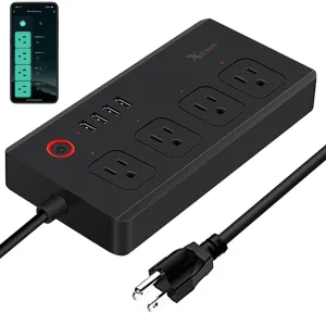 Smart Power Strip, UseeLink WiFi Surge Protector Compatible with Alexa & Google Home, Smart Plug with 4 USB Ports & 4 AC Outlets, Voice and Remote Control & Timer Schedule, 5ft Extension Cord,Black