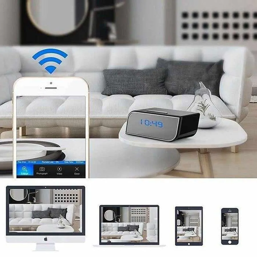 Smart WiFi Security Camera Digital Alarm Clock