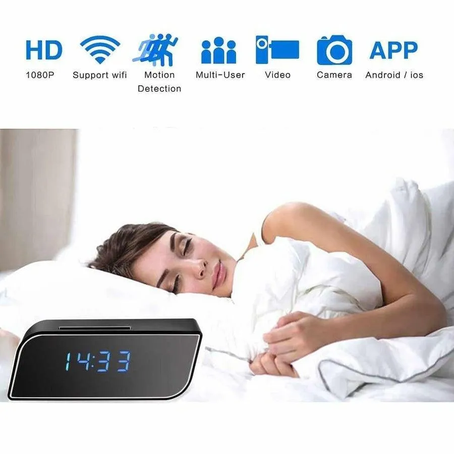Smart WiFi Security Camera Digital Alarm Clock