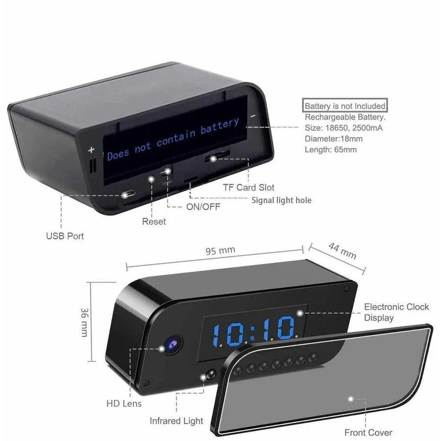 Smart WiFi Security Camera Digital Alarm Clock