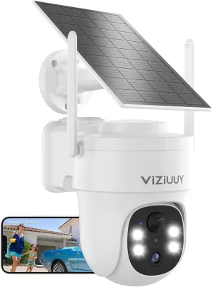 Solar Security Cameras Wireless Outdoor, 3MP Pan Tilt 360WiFi Camera with Color Night Vision/PIR Sensor/2-Way Audio/Alexa/Google Assistant
