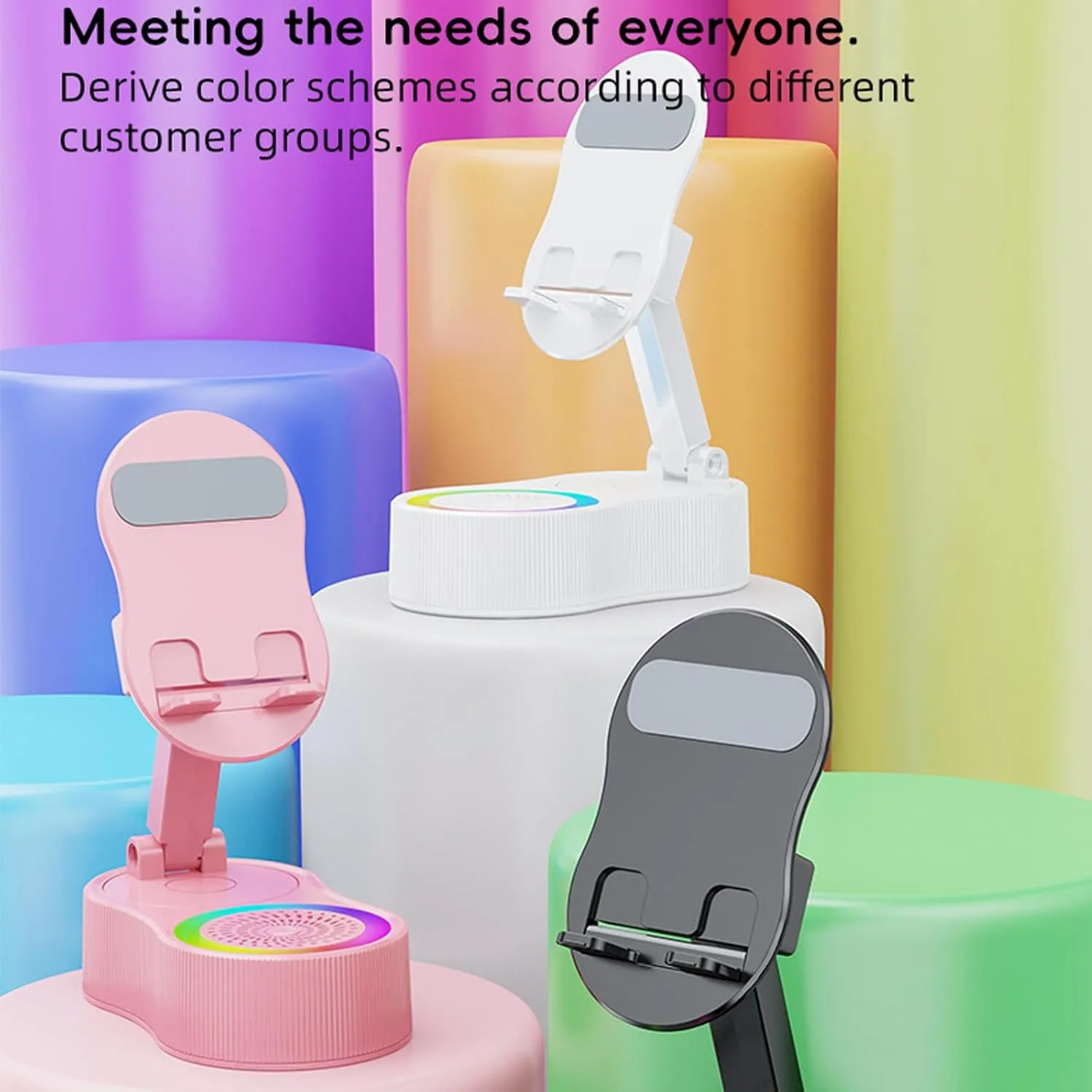 Sonicdrop Dock  No-Pair Magic Speaker & Charging Stand, SonicDrop Dock Holder, 360 Degree Rotation & 7 Colors Light, for All Smart Phone, for Home and Outdoors (Black)