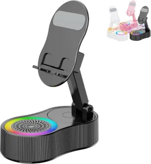 Sonicdrop Dock  No-Pair Magic Speaker & Charging Stand, SonicDrop Dock Holder, 360 Degree Rotation & 7 Colors Light, for All Smart Phone, for Home and Outdoors (Black)