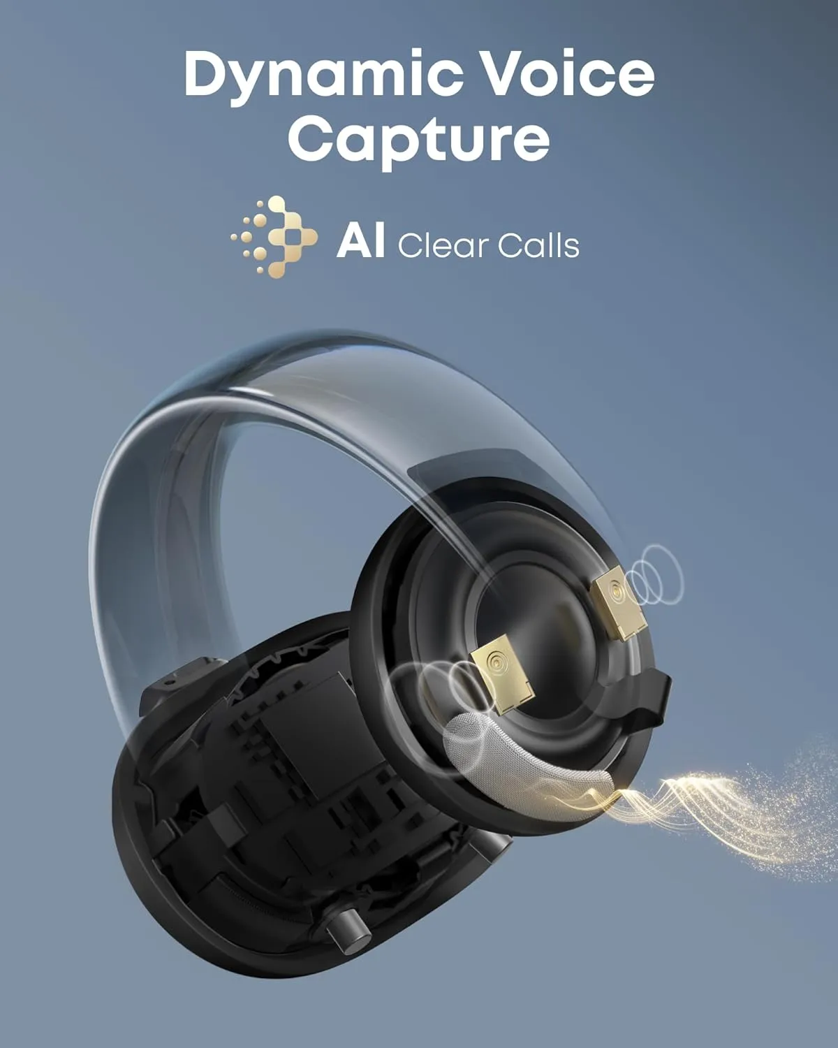 Soundcore AeroClip by Anker, Open-Ear Earbuds, Clip-On Headphones, Adaptive Comfort, Clear Calls with 4 Mics and AI, Stable Fit, 12mm Drivers for Powerful Bass, Hi-Res, Open-Ring Design