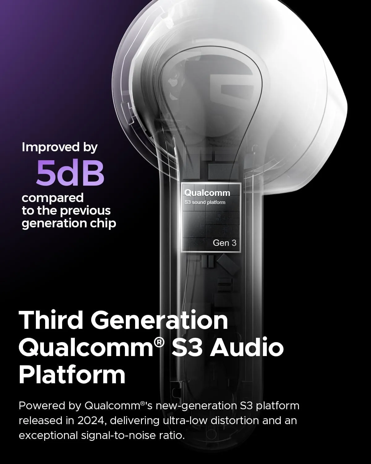SoundPEATS Air5 Truly Wireless Semi in Ear Earbuds, TWS Noise Nancelling Headphones, Snapgragon Sound, APTX Adaptive Lossless and QCC3091, Bluetooth V5.4 Earphones with 6 Mics, 30 Hrs Gaming Playtime
