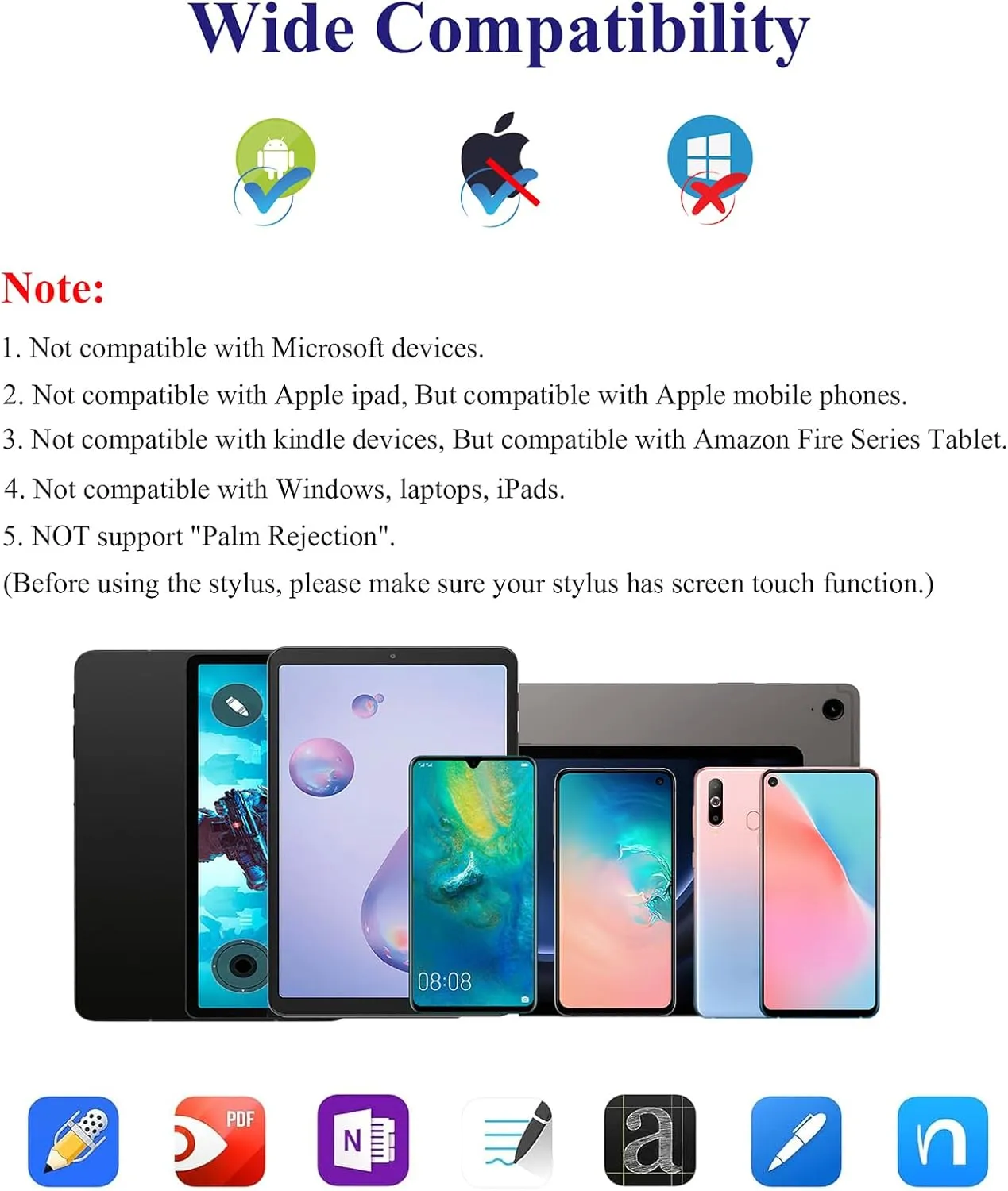 Stylus Pen for Android, CMARS POM Tip Magnetic Phone Pencil, Fine Point Stylus Pens for Touch Screens, Tablet Pen Suit with Samsung/Huawei/Vivo and Other Android Smartphone and Tablet Devices (Black)