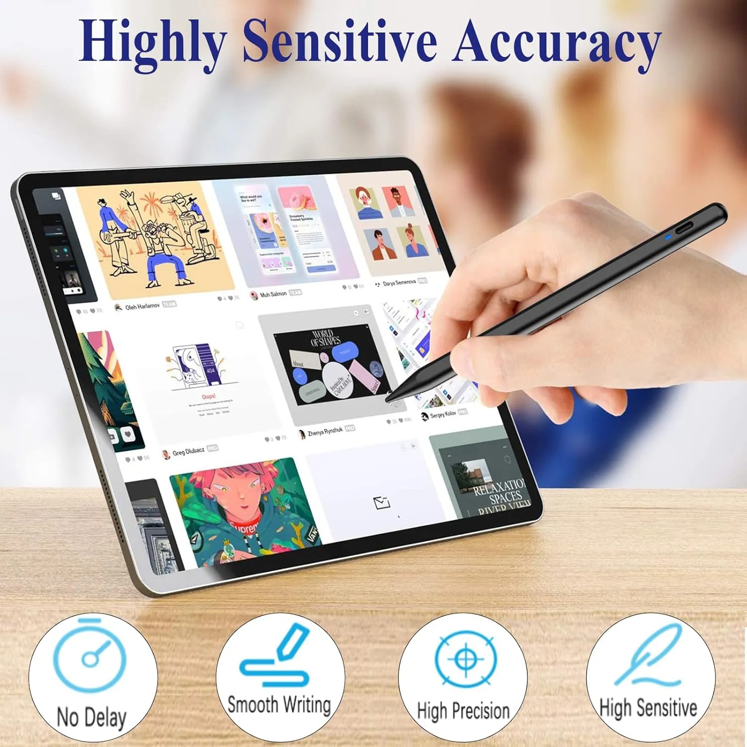 Stylus Pen for Android, CMARS POM Tip Magnetic Phone Pencil, Fine Point Stylus Pens for Touch Screens, Tablet Pen Suit with Samsung/Huawei/Vivo and Other Android Smartphone and Tablet Devices (Black)