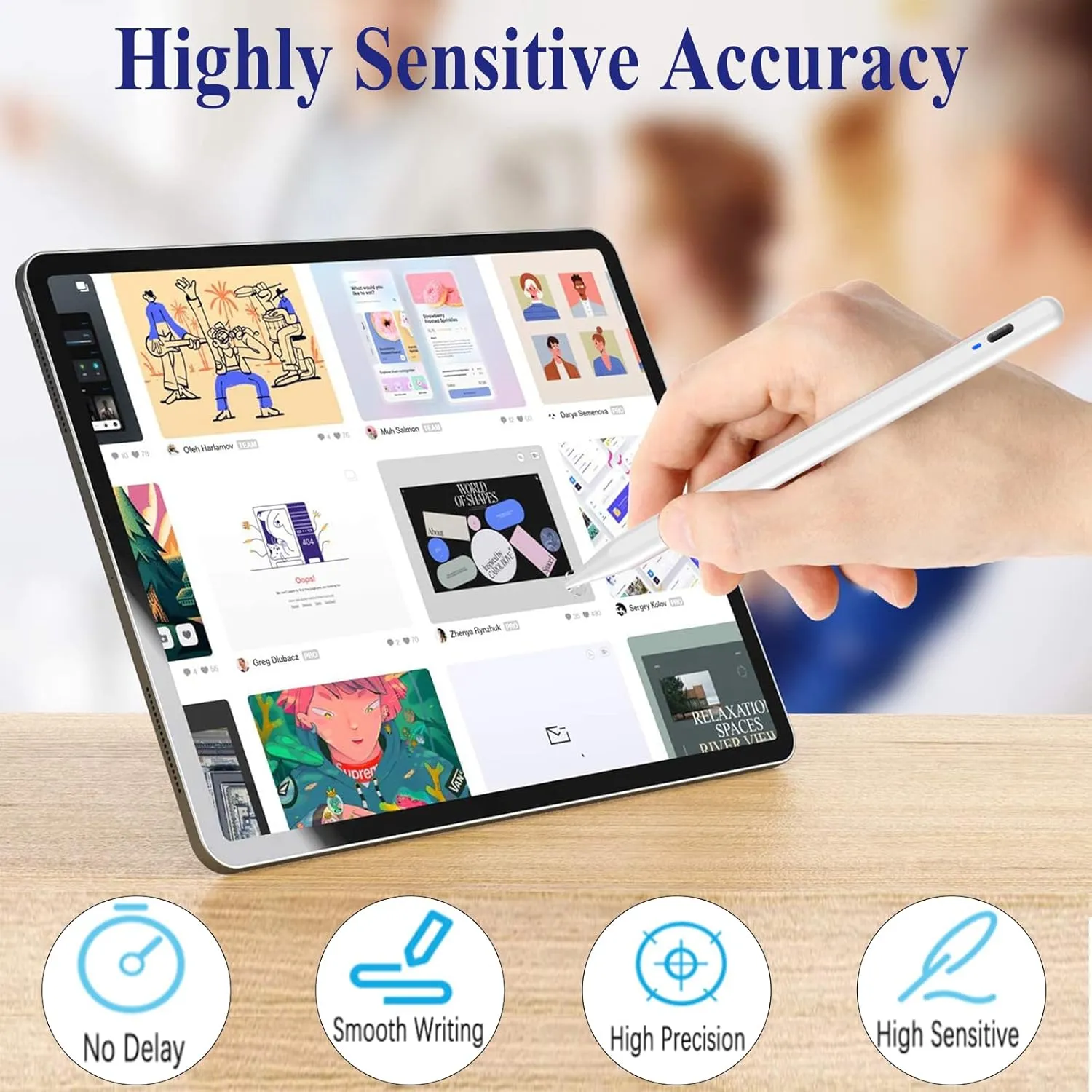 Stylus Pen for Android, CMARS POM Tip Magnetic Phone Pencil, Fine Point Stylus Pens for Touchscreen, Digital Tablet Pen Suit with Samsung/Huawei/Vivo and Other Android Phone and Tablet Devices - White