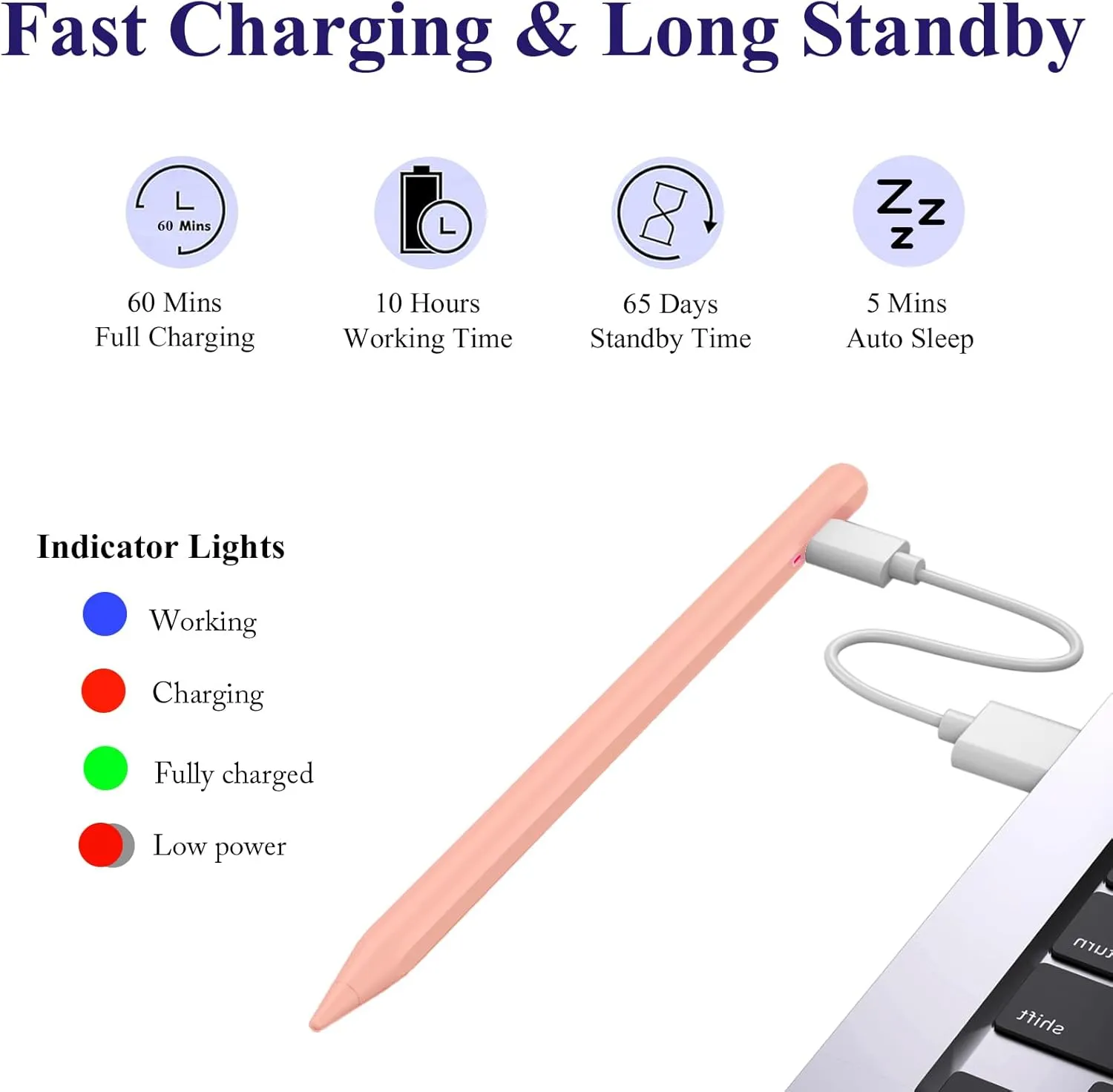 Stylus Pen for Android, Magnetic Phone Pencil, CMARS Fine Point Stylus Pens for Touchscreen, Tablet Pencil Compatible with iPhone/Samsung/Xiaomi/Huawei/Vivo and Other Android Phone and Tablet - Pink