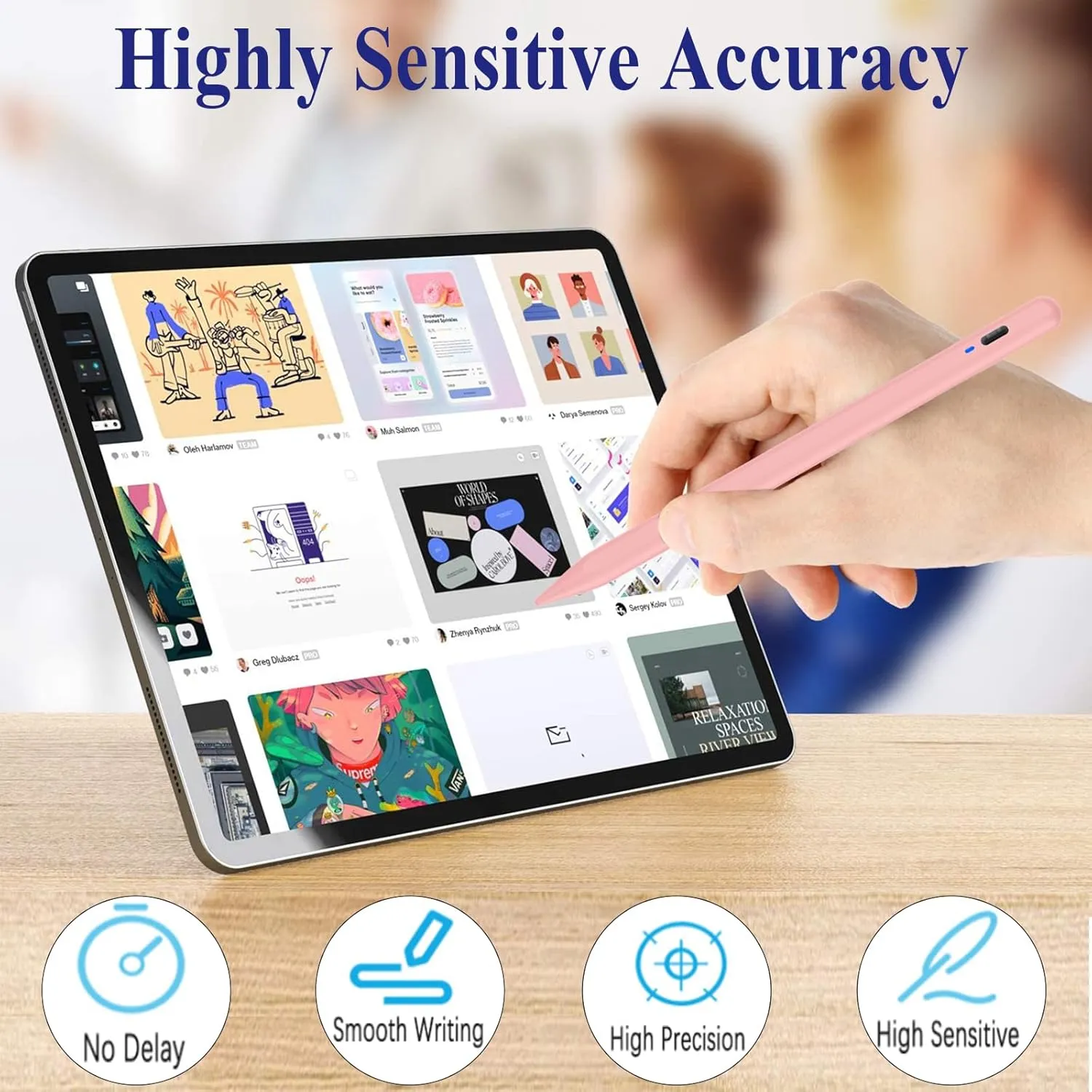 Stylus Pen for Android, Magnetic Phone Pencil, CMARS Fine Point Stylus Pens for Touchscreen, Tablet Pencil Compatible with iPhone/Samsung/Xiaomi/Huawei/Vivo and Other Android Phone and Tablet - Pink